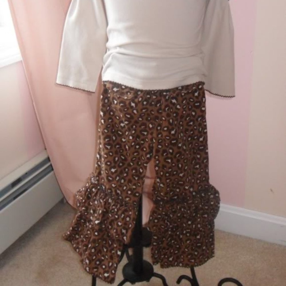 Girls big ruffle leopard pant set